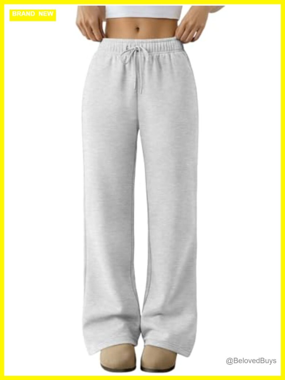 Wide Leg Sweatpants High Rise Pull On Baggy Lounge Pants Pockets